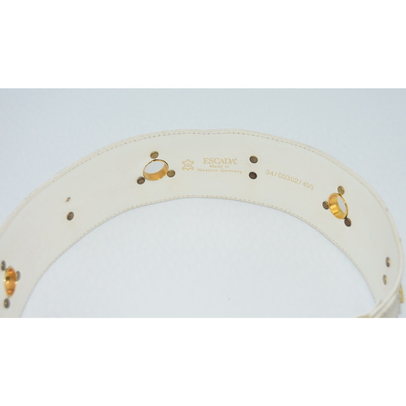 34Vintage Escada Champagne Metallic Gold Star Charm Leather Waist Belt 34 main image 6